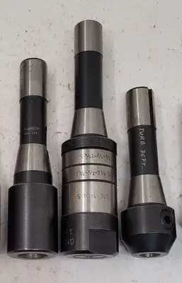 R-8 SOLID HOLDERS SET OF 9 - VARIOUS SIZES AND TYPES (END MILL HOLDERS, STUB, ARBOR)