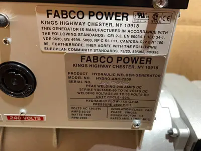 Fabco Hydro Arc 7500 Hydraulic Generator Welder