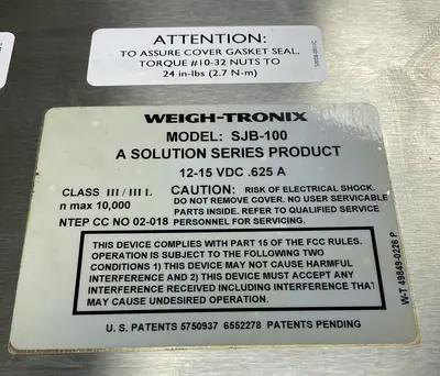 USED WEIGH TRONIX SJB-100