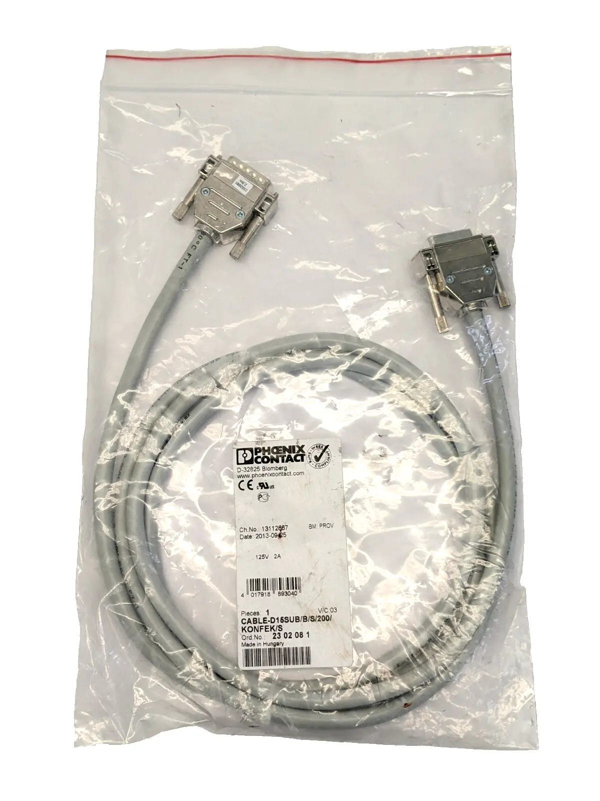 New | in-Stock Phoenix Contact Round Cable D-Sub 2m 2302081 Cable & Wire Michigan US | Maverick Industrial Sales #1392067
