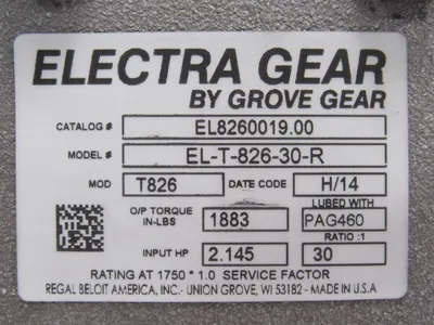 NEW GROVE GEAR EL8260019.00 GEAR REDUCER 30:1 EL-T-826-30-R