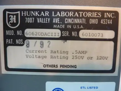 USED HUNKAR LABS 60620DACIII