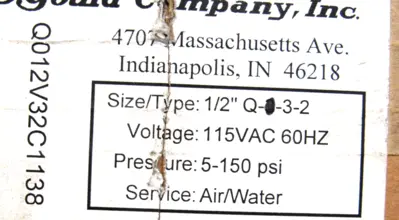 NEW J.D.GOULD Q-3-2 AIR & WATER VALVE 5-150 PSI Q32