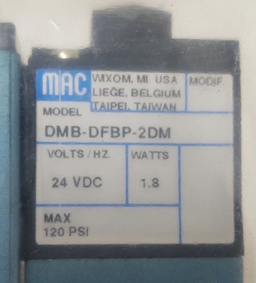 NEW MAC VALVES INC 92B-LAB-BJA-DM-DFBP-2DM