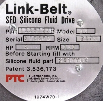 NEW LINK BELT 1115133H SFD SILICONE FLUID DRIVE 5HP SIZE 210S MODEL AA