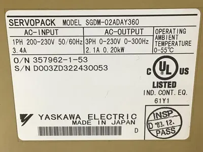 USED YASKAWA SGDM-02ADA
