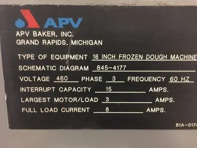 APV Cookie Machine - 16 Inch Frozen Dough Machine