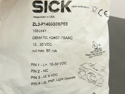 Sick ZL3-P1400S08P03 DEMATIC K0407-78AAC Photoelectric Sensor 10-30VDC Lot of 2