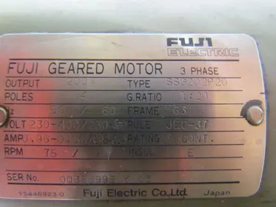 Fuji SSG202P20 Foot mount Gear motor .27HP 230-460V 75-90 Output RpM