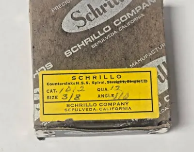 Schrillo 3/8" High Speed Steel Countersink 110 Degree #1012 USA Lot of 3