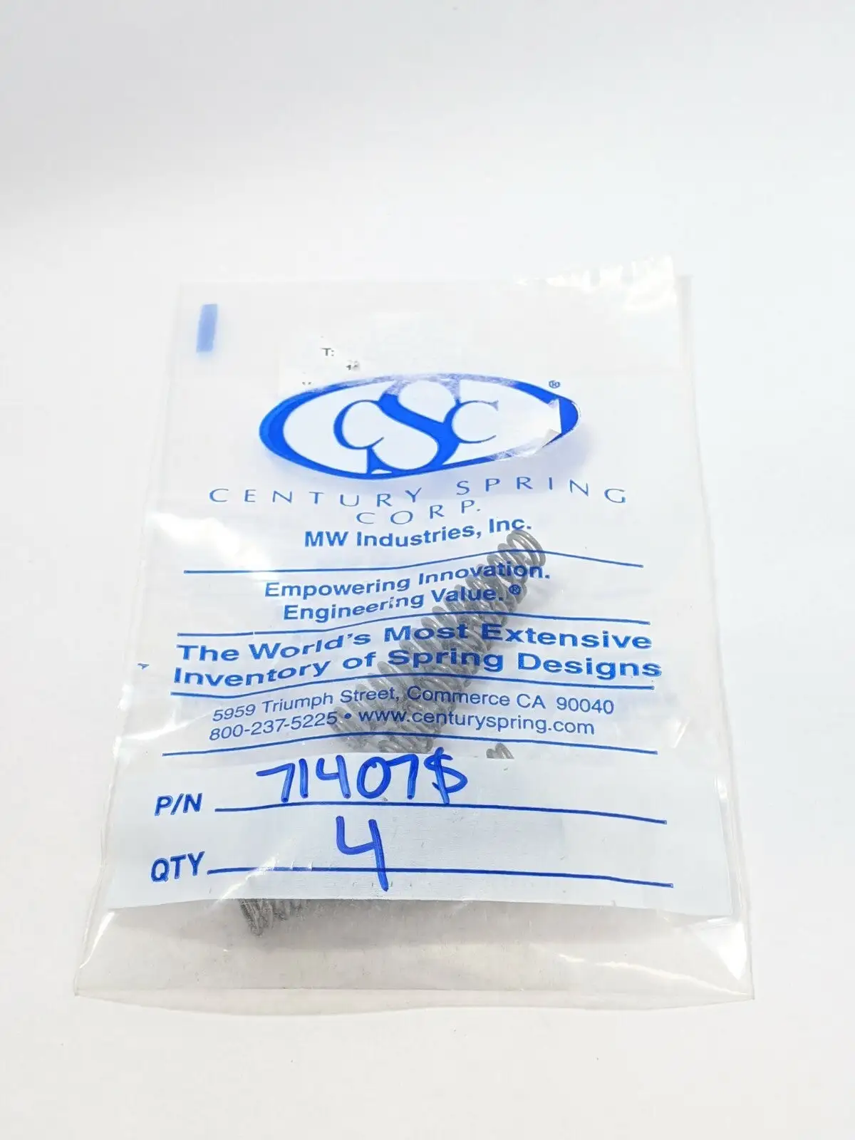NEW CENTURY SPRING COMPRESSION SPRING 2.5”, .0420” OD, .310” ID