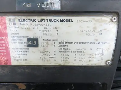 Hyster E50XM-33 Forklift Mast 189" 3-Stage Tilt Class 2 Electric 4950lbs
