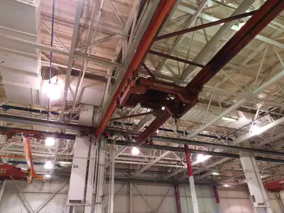 Cleveland Tramrail P&H 11 Ton Double Girder Underhung Bridge Crane 34' 10" Span