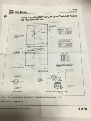 Eaton Cutler-Hammer A 60A VISI-Flex Switch 600VAC 250VDC 3Pole Panel Depth 5-3/16″/9-31/32″