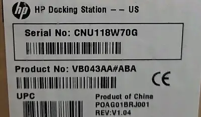 HP VB043AA#ABA Docking Station W/ 230W AC Adapter Loc4C28