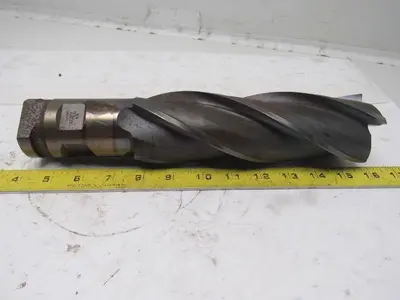 Quinco 2-1/2" 346.6mm 4 Flute Spiral End Mill 2" Combo Shank 8" Cut