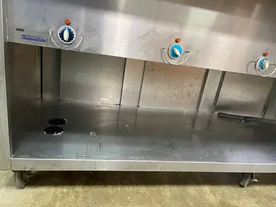 Used Duke Used Duke E-6-CBSS_208/60/1 Thurmaduke Steam Table w/ 6 Wells & Undershelf, 240v Steam Tables (Food) Illinois US | Falcon Restaurant Supply #1376346
