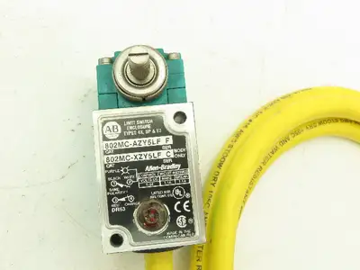 Allen Bradley 802MC-AZY5LF Limit Switch Lever Type 5' Pre Wired 24V DC 2 Circuit