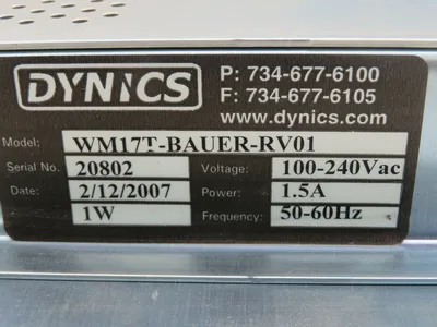 USED DYNICS WM17T-BAUER-RV01 OPERATOR INTERFACE PANEL WM17TBAUERRV01
