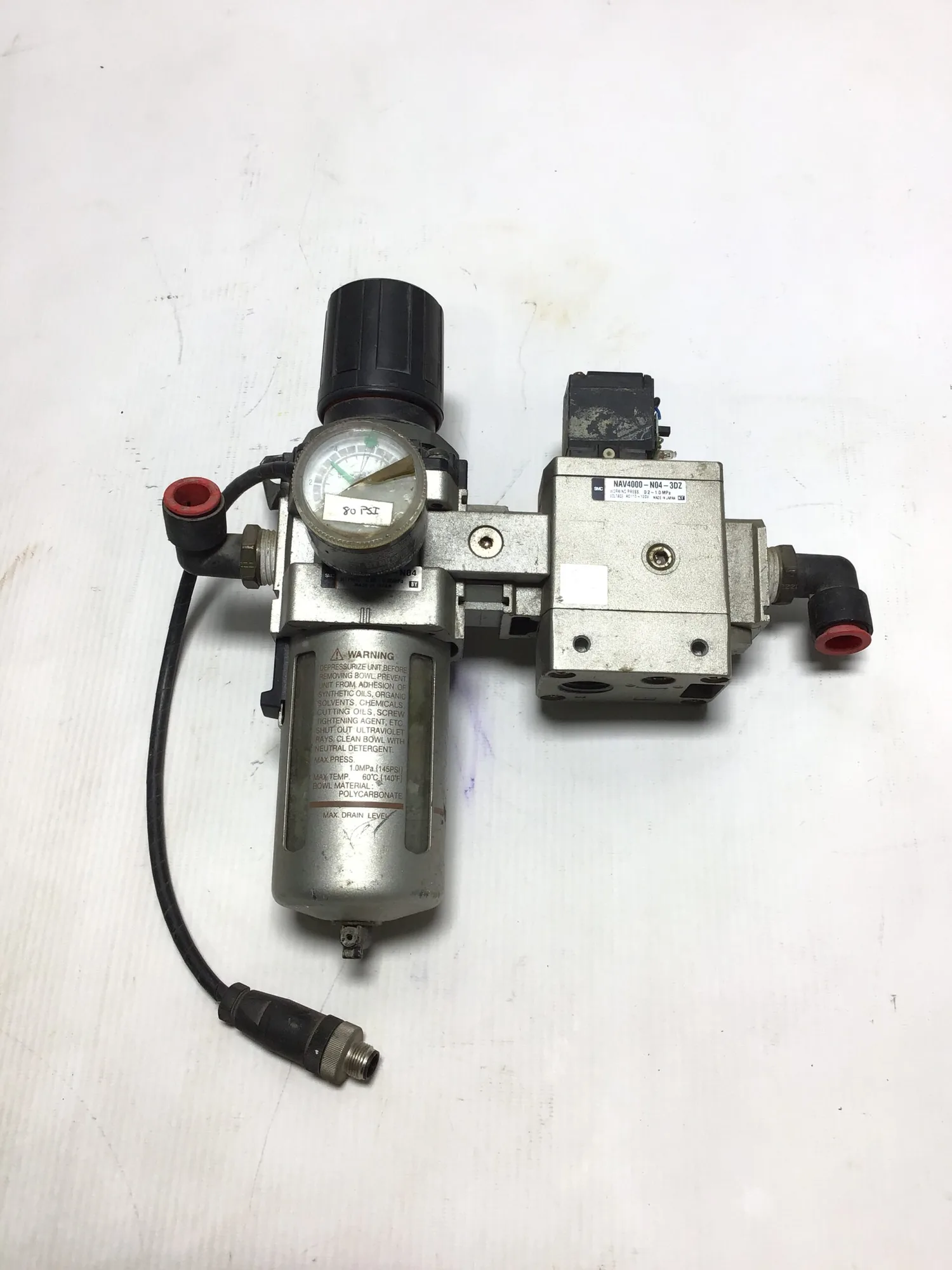 SMC NAW4000-N04/NAV4000-N04-3DZ Filter Regulator 110-120VAC 0.05-0.85/0.2-1.0MPa