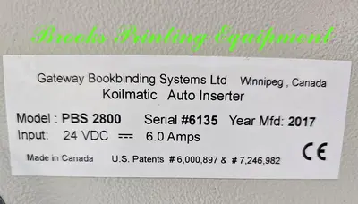 USED 2017 GATEWAY BOOKBINDING SYSTEMS LTD. PBS 2800