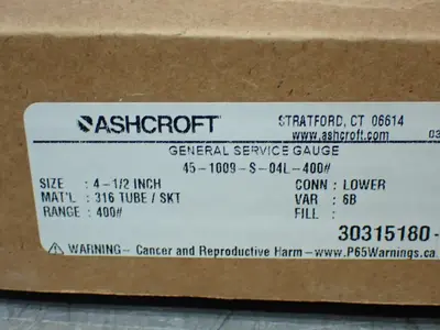 New | in-Stock ASHCROFT 451009S04L400# Miscellaneous MRO Ohio US | HGR 24 #891469