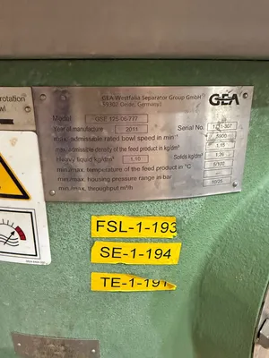USED 2011 GEA WESTFALIA GSE 125-06-777