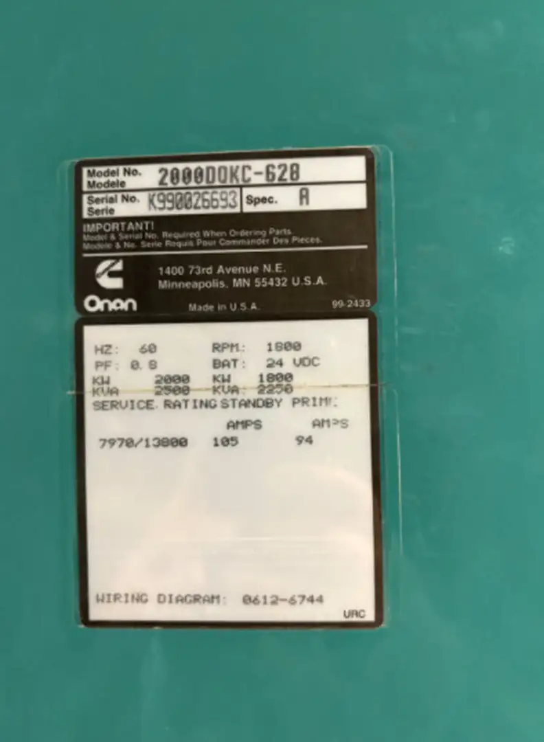 USED CUMMINS 2000DQKC-628