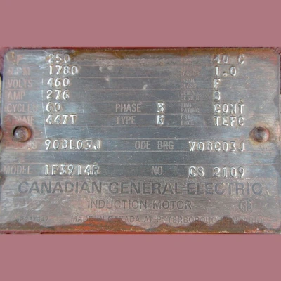 Canadian General Electric 250 HP Electric Motor