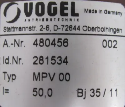 NEW VOGEL MPV00 GEARHEAD 281534 480456