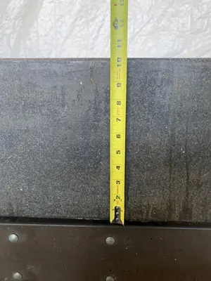 48" X 72" X 10" MICRO-FLAT GRANITE SURFACE PLATE W/ STARRETT BASE. STOCK # 1170823.