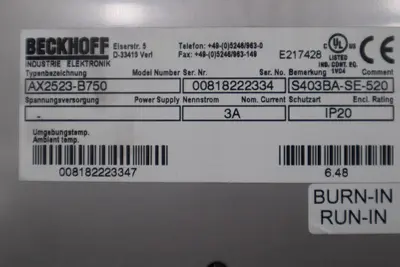 Beckhoff AX2523-B750 Servo Drive STOCK 3433-D
