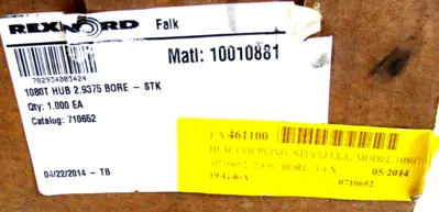 NEW REXNORD 0710652 1080T HUB 2.9375 BORE – NON STOCK