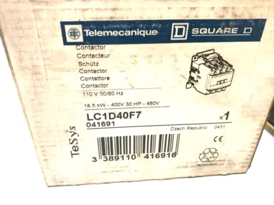 USED SQUARE D, TELEMECANIQUE TESYS NONREVERSING IEC CONTACTOR 3-POLE 40A
