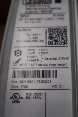 Phoenix Contact TRIO-PS-2G/3AC/24DC/40 Power Supply / 2903156  -  NEW IN BOX