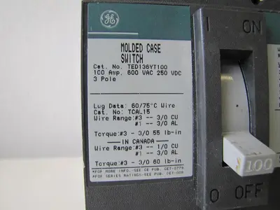 Used GE TED136YT100 Circuit Breakers California US | Bay Line Tool #1321452