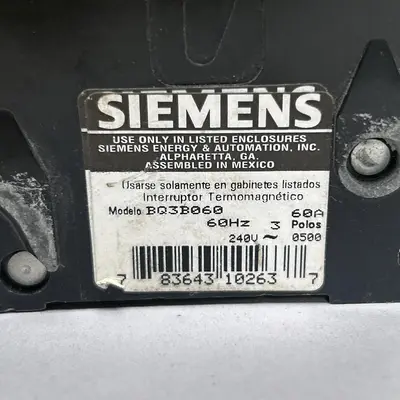 Used SIEMENS BQ3B060 Miscellaneous Equipment (Electrical & Power) | Surplus Asset Holdings #1196641