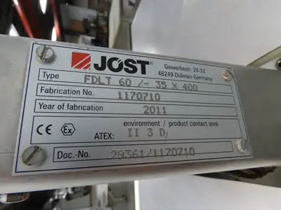 Jost FDLT 60/-35x400 Vibratory Hopper Dosing Feeder Discharge Conveyor Cart 115V
