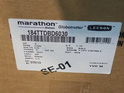 Used MARATHON MOTORS 184TTDBD6030 Motors (misc) Ohio US | HGR 24 #912643