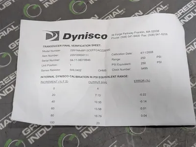 Dynisco 2291NA48P13CEFFCACZZB300 Smart Pressure Sensor 100 URV 250 PSI New NIB