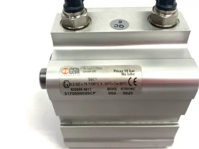 Used Metal Work Pneumatic Compact Pneumatic Cylinder, 050 Bore, 0025 Stroke, SSCY Pneumatic Cylinders Michigan US | Maverick Industrial Sales #1393468