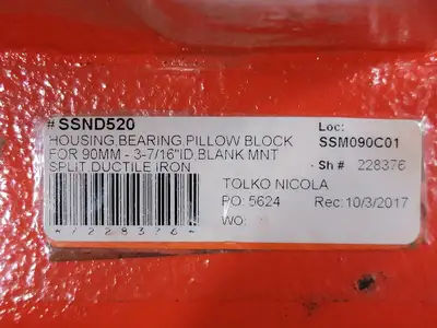 Split Pillow/ Plummer Block Bearing Housing 3-1/2" Bore, SSND520