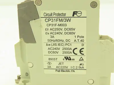 Fuji CP31FM/3W 1-Pole Circuit Protector 3A 250VAC/65VDC Lot of 6
