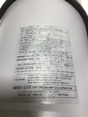 Wide-Lite 400-MFP-QV-LQ-PB10-TGR, MFP-400-A-LQ40-TGR Marine Type Light Fixture