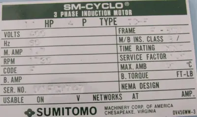 NEW SUMITOMO CNHMS1-5090A-B-6 GEARMOTOR 6:1 400V CNHMS15090AB6