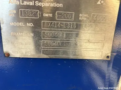 Used ALFA LAVAL NX-414-B-31G Decanter Centrifuges Illinois US | Aaron Equipment #296248