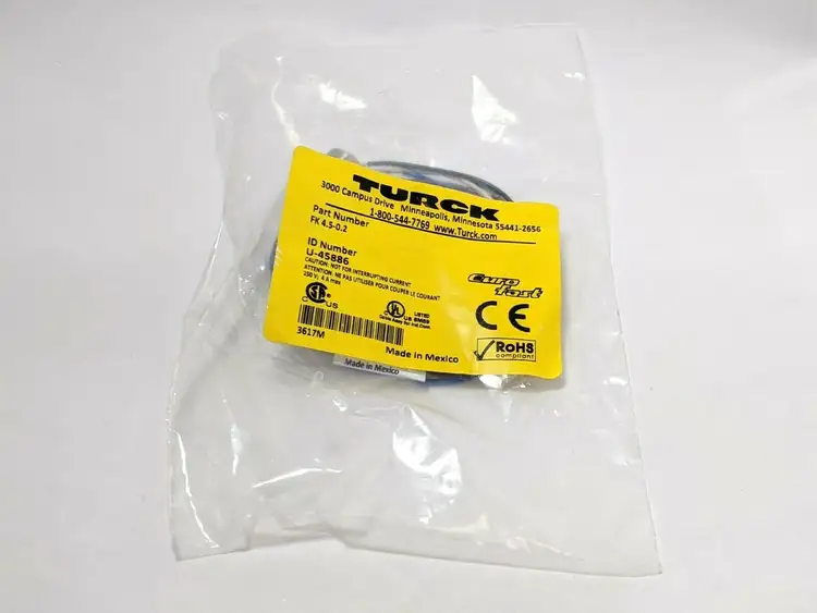 New | in-Stock TURCK CONNECTOR M12 FEMALE, 5 WIRE 0.2M U-45886 Connector Accessories | Maverick Industrial Sales #1101338