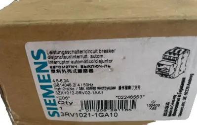 NEW SIEMENS 3RV1021-1GA10 CIRCUIT BREAKER 3RV10211GA10
