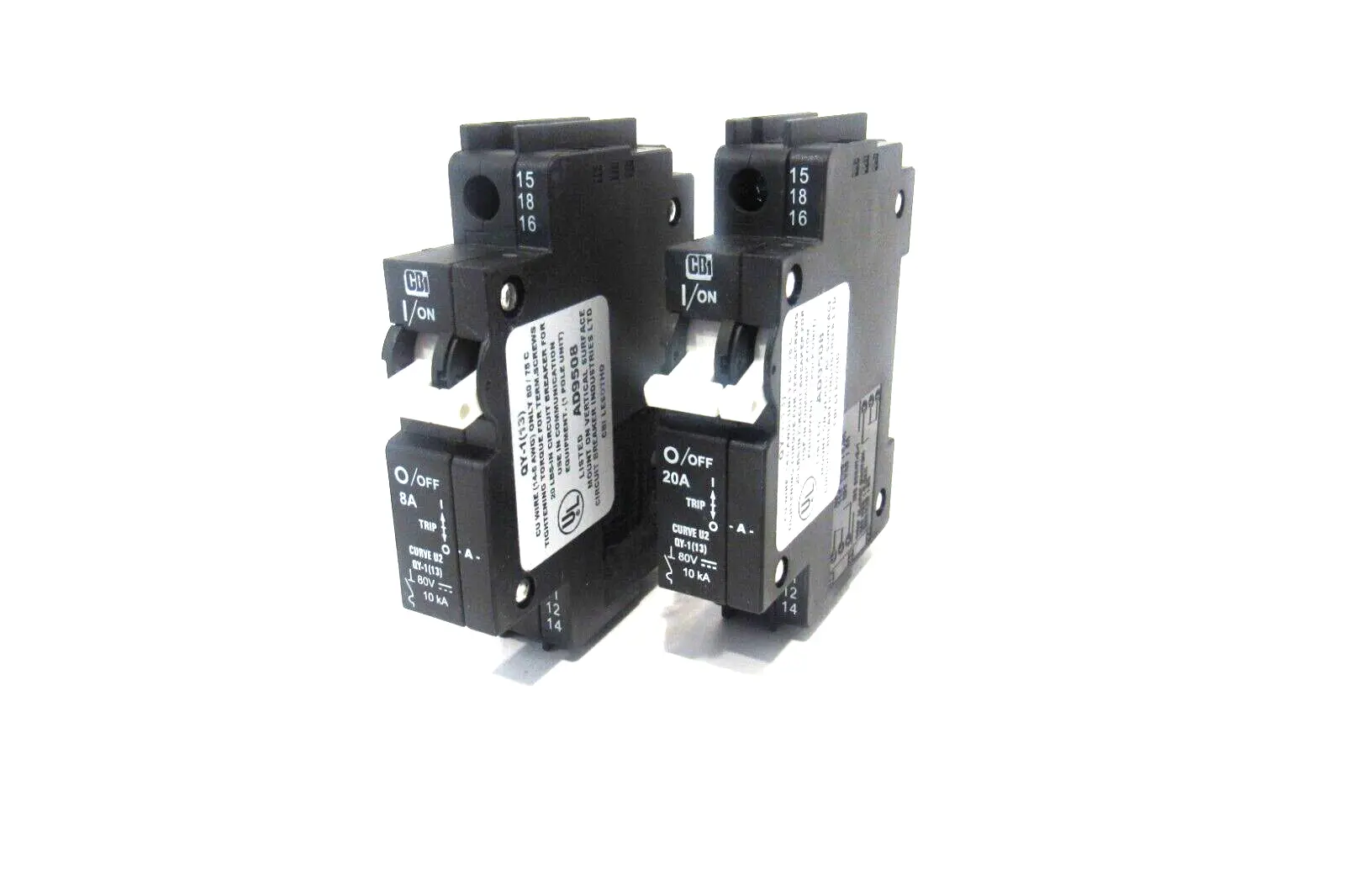 LOT OF 2 NEW CBI QY-1(13) CIRCUIT BREAKERS QY113