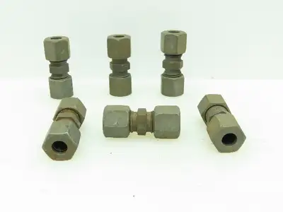 VOSS Steel Flareless Metric Straight Union Compression Fitting 8mm Tube LOT of 6